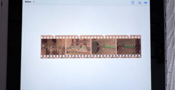 visualisation des négatifs couleur sur un iPad faisant office de table lumineuse